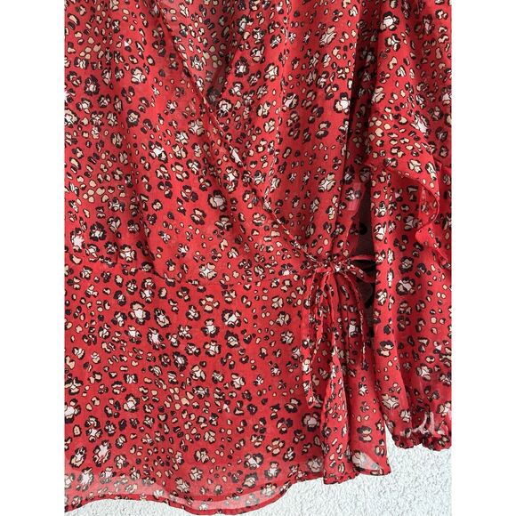 Zara Semi Sheer Animal Print Wrap Blouse - Size M - Multicolored - Picture 6 of 9